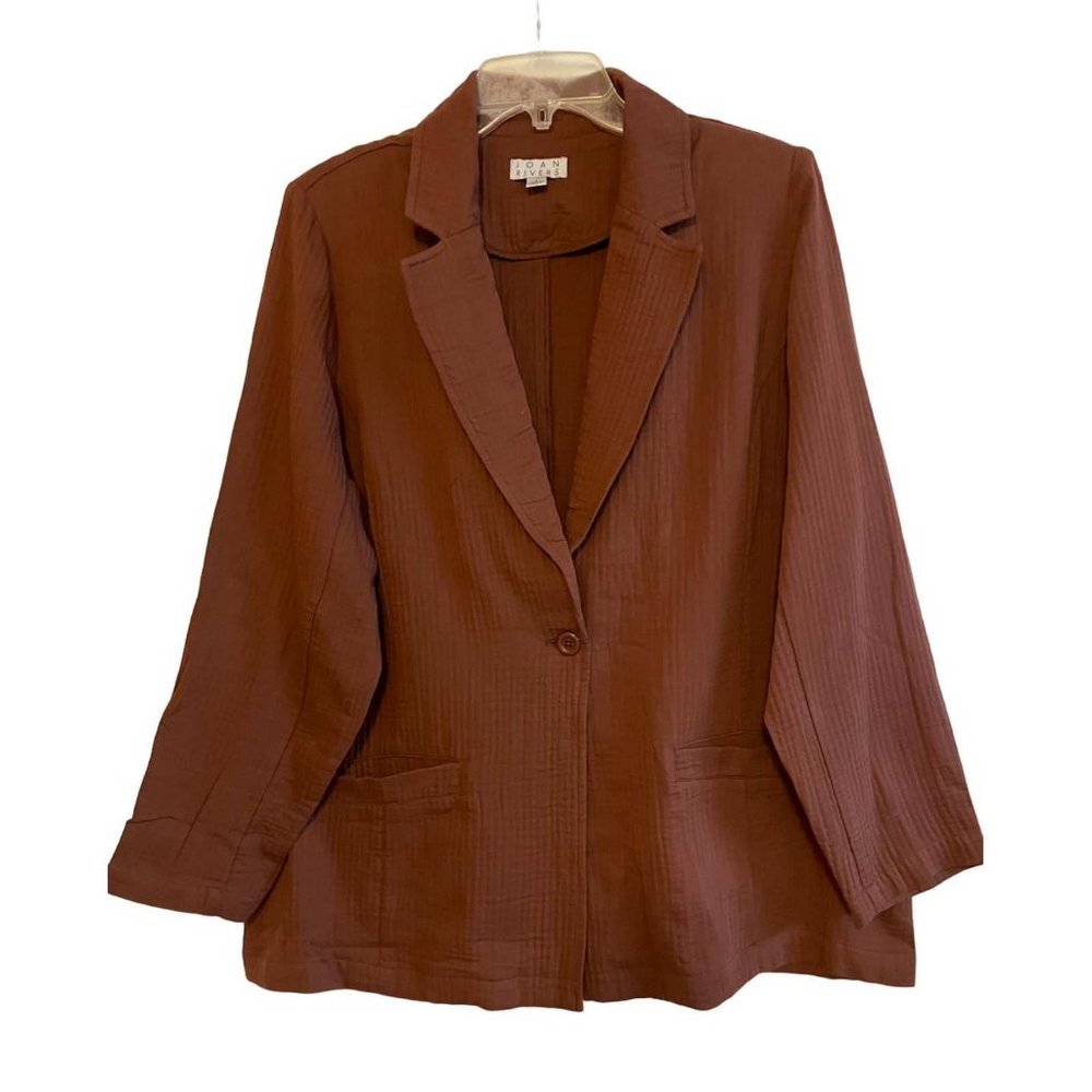 Joan Rivers Crinkle Texture Button Front Blazer L… - image 1